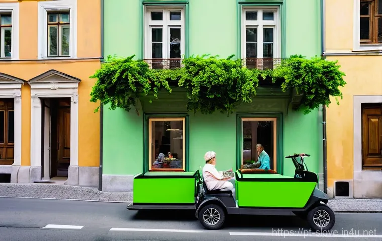 슬로베니아 대중교통 개선 프로젝트 - **Prompt:** A serene, sun-drenched street in the historic center of Ljubljana, Slovenia, completely ...