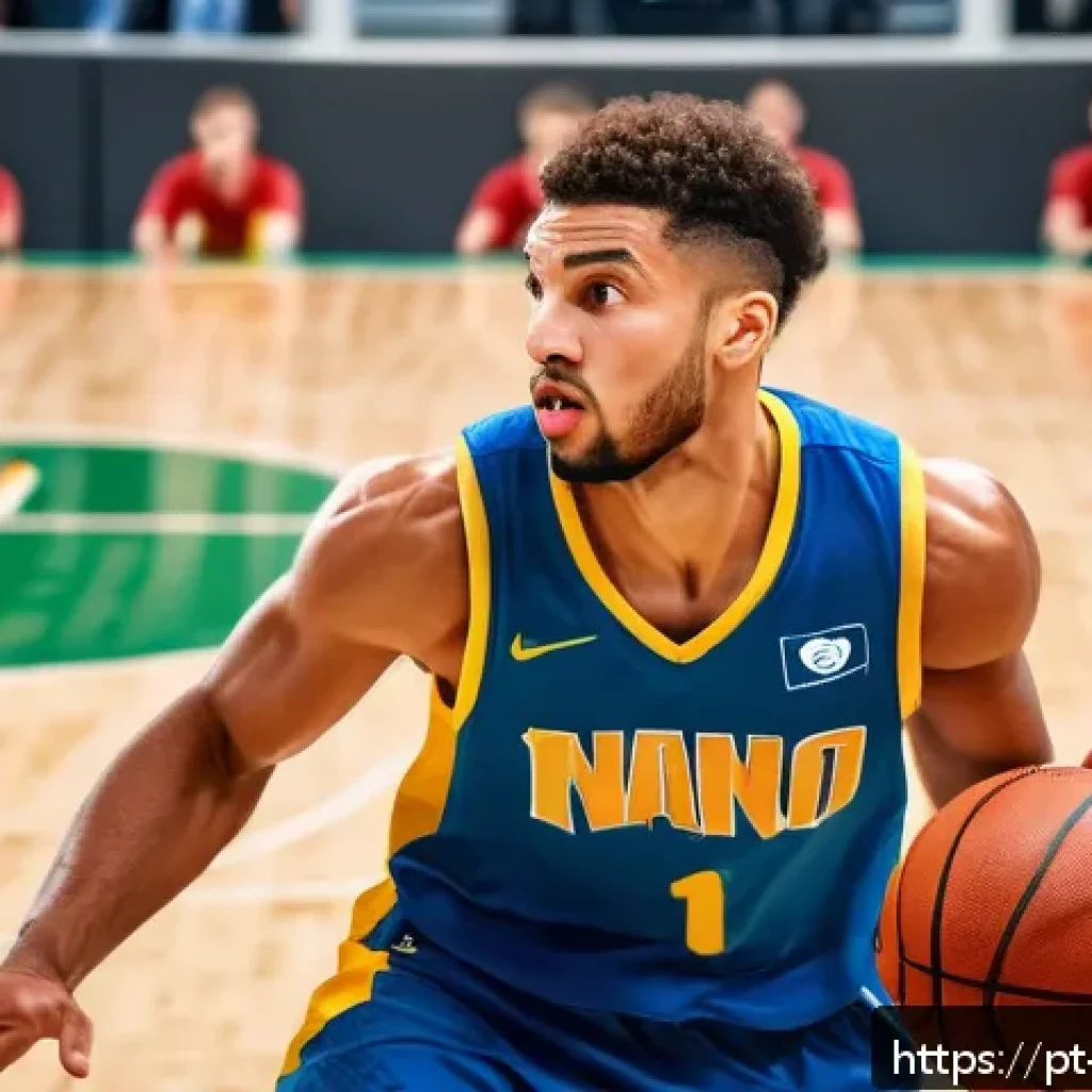 슬로베니아 출신 NBA 선수 루카 돈치치 - A dynamic basketball scene showing a young, talented European player wearing a modern basketball uni...